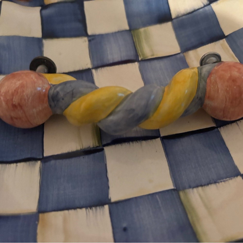 MacKenzie-Childs Twisted cabinet drawer pull Handle w hardware blue yellow pink